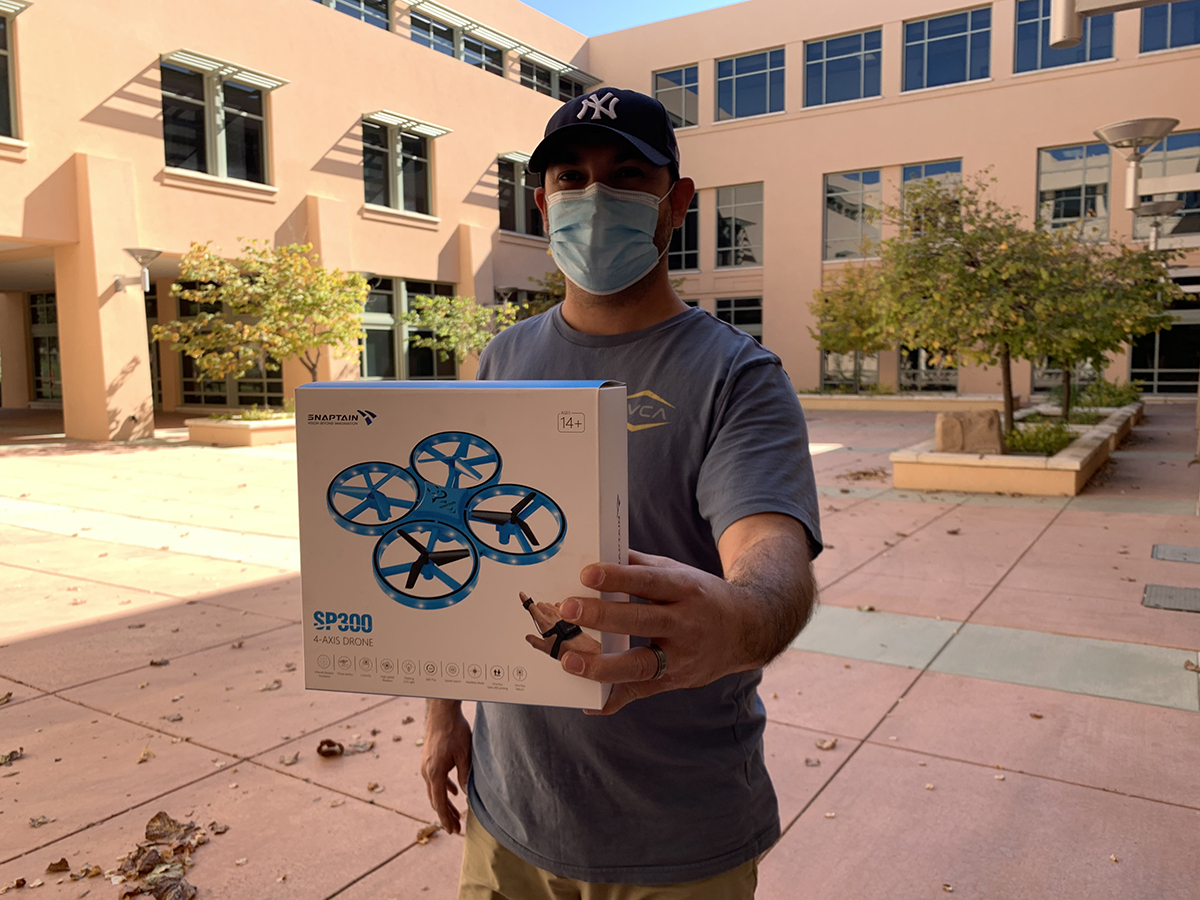 photo of student with drone