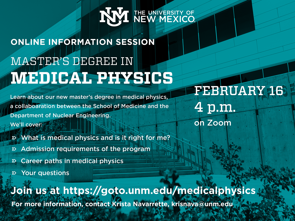 a graphic advertising the Medical Physics Zoom event