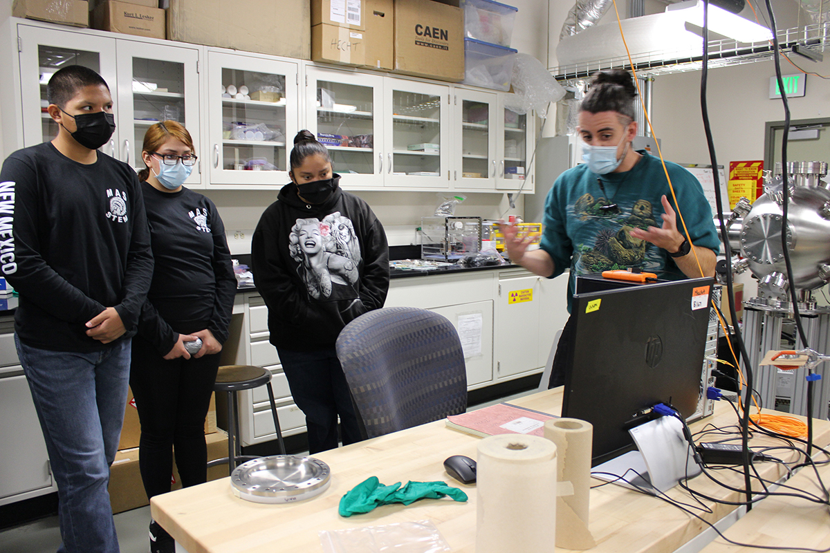 photo: Mesacalero Apache High School students in a nuclear engineering laboratory