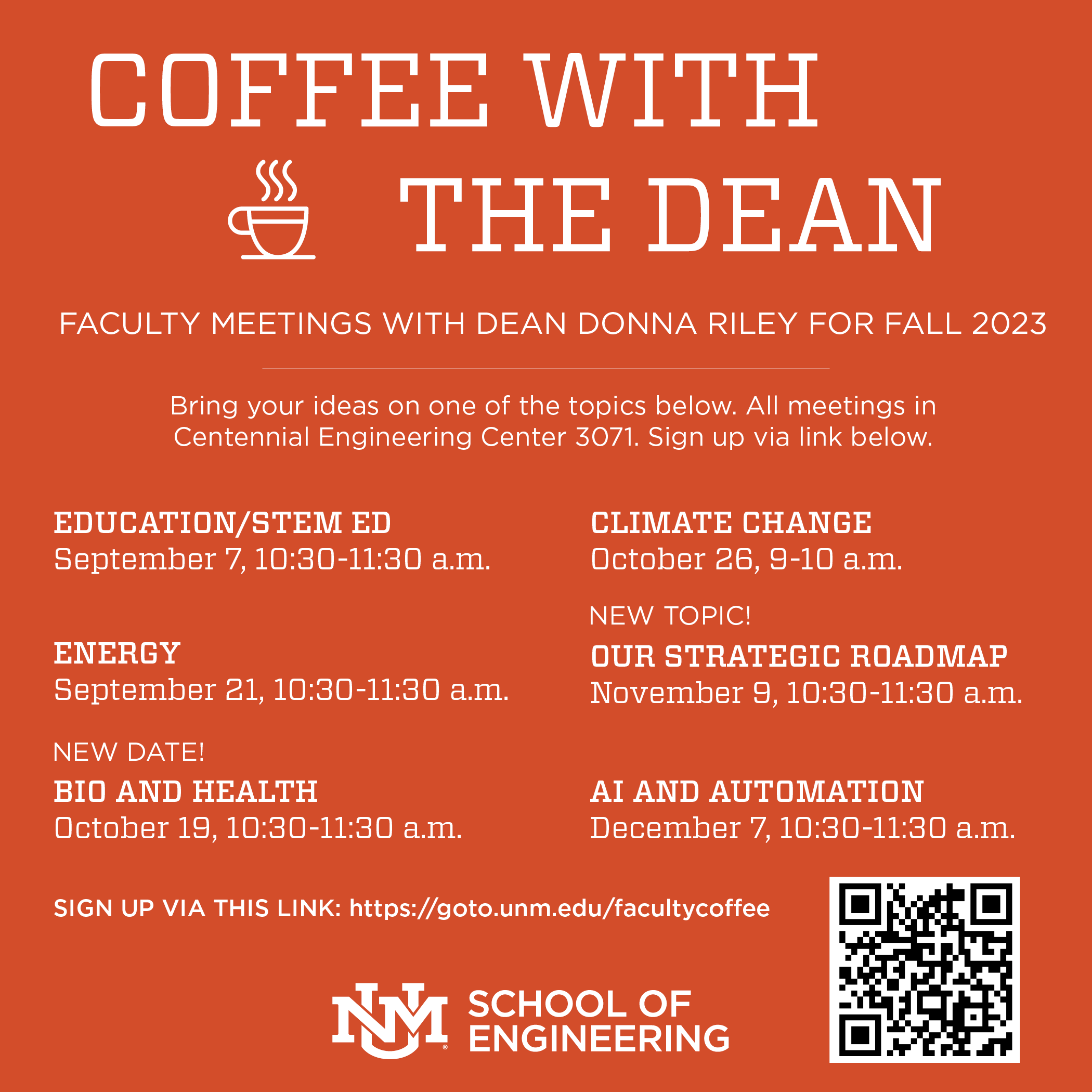 photo: coffee with the dean flyer