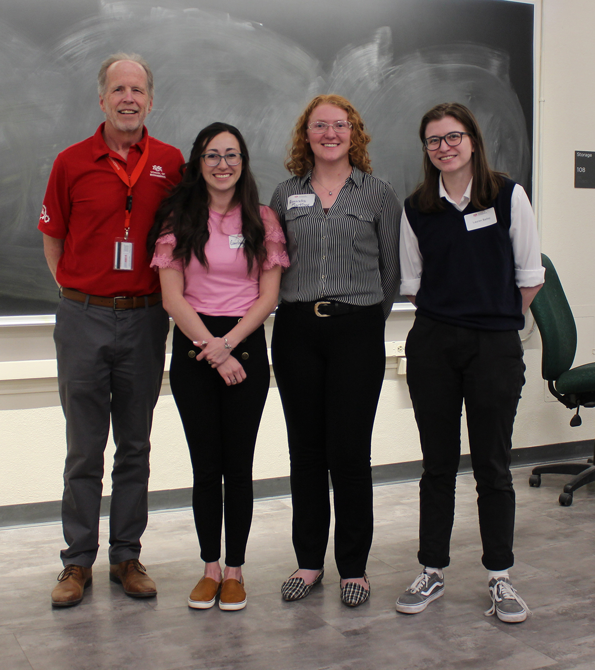 photo: Pitch winners from the Department of Nuclear Engineering pose with Senior Associate Dean of Academics and Community Engagement Charles Fleddermann.