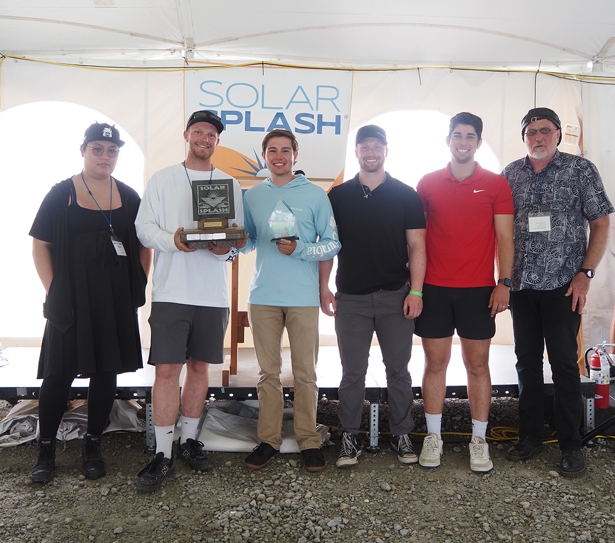 photo: Left to right: Kristina Ji, Silas Murphy, Jesus Martinez, Isaiah Deane, David Sabol, and faculty advisor Peter Vorobieff