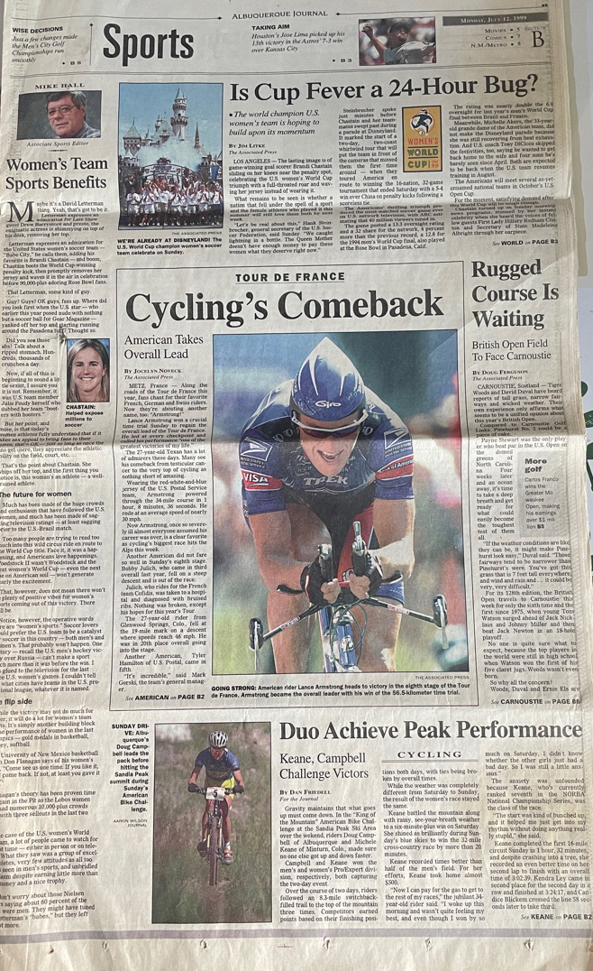 photo: Albuquerque Journal newspaper showing a 1999 article on Douglas Campbell