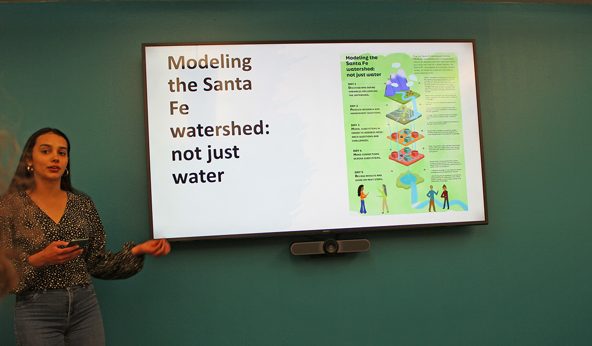Photo: Constanza Kremer from the Department of Civil, Construction and Environmental Engineering presented “Modeling the Santa Fe Watershed: Not Just Water.”