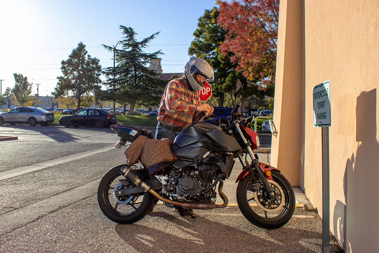 photo: Matthew Concho with his motorcycle